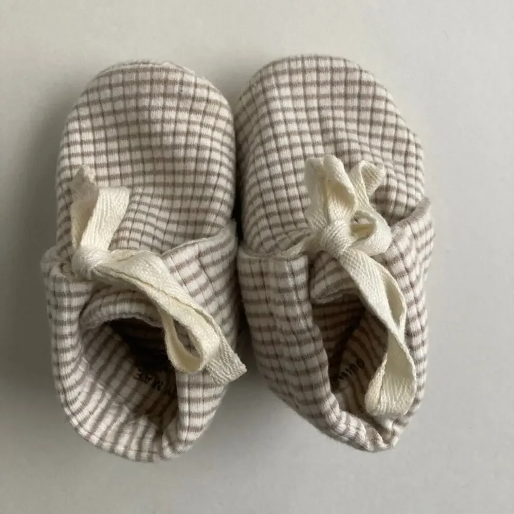Quincy Mae Beige & Cream Baby Walker Shoes